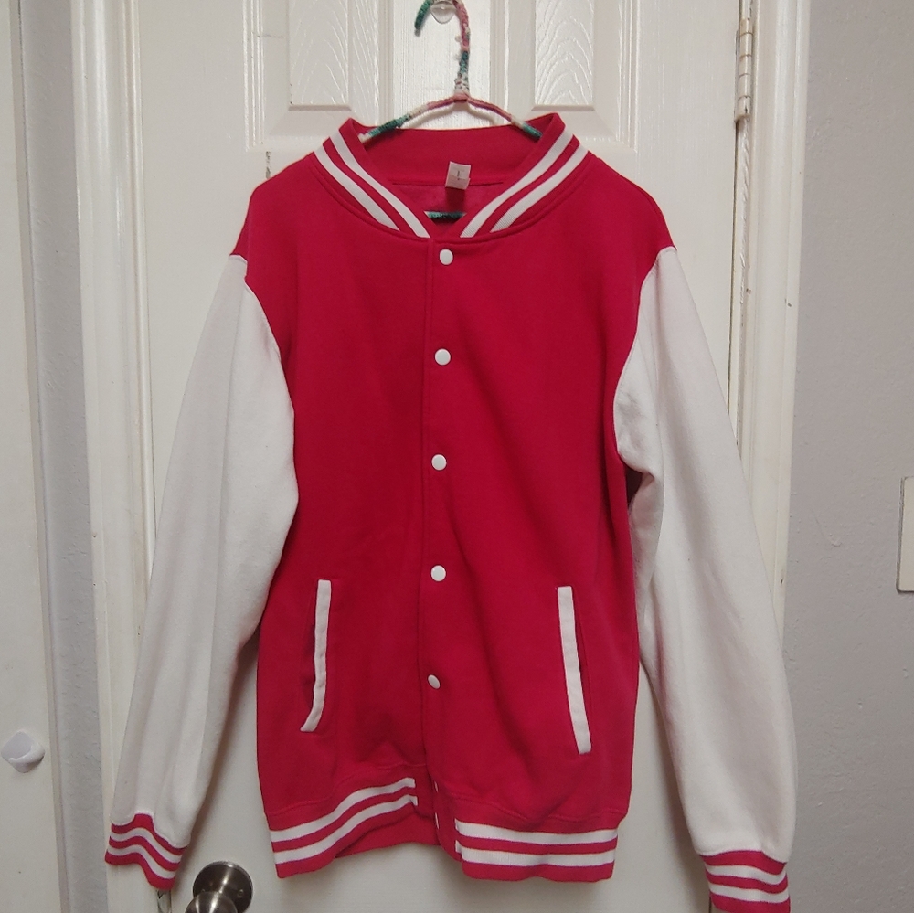 Pink & white varsity jacket